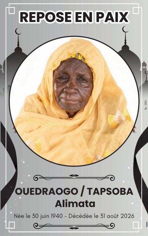 Remerciements et faire-part de Doua de Alimata TAPSOBA / OUEDRAOGO